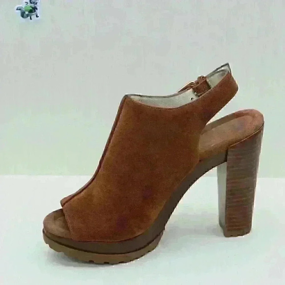 Michael Kors Women's Brown Suede Leather Rubber Outsole Block Heel Sandal Size U - Picture 4 of 11